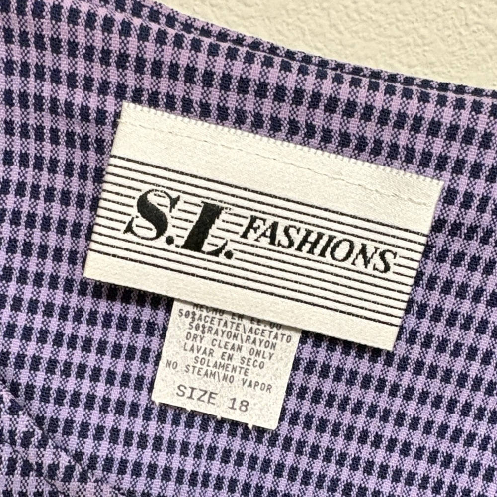 Vintage Purple Checkered Floral Dress - Picture 2 of 6
